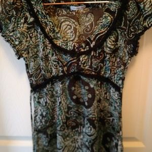 Sheer green, black and gold blouse by I Hope sz S